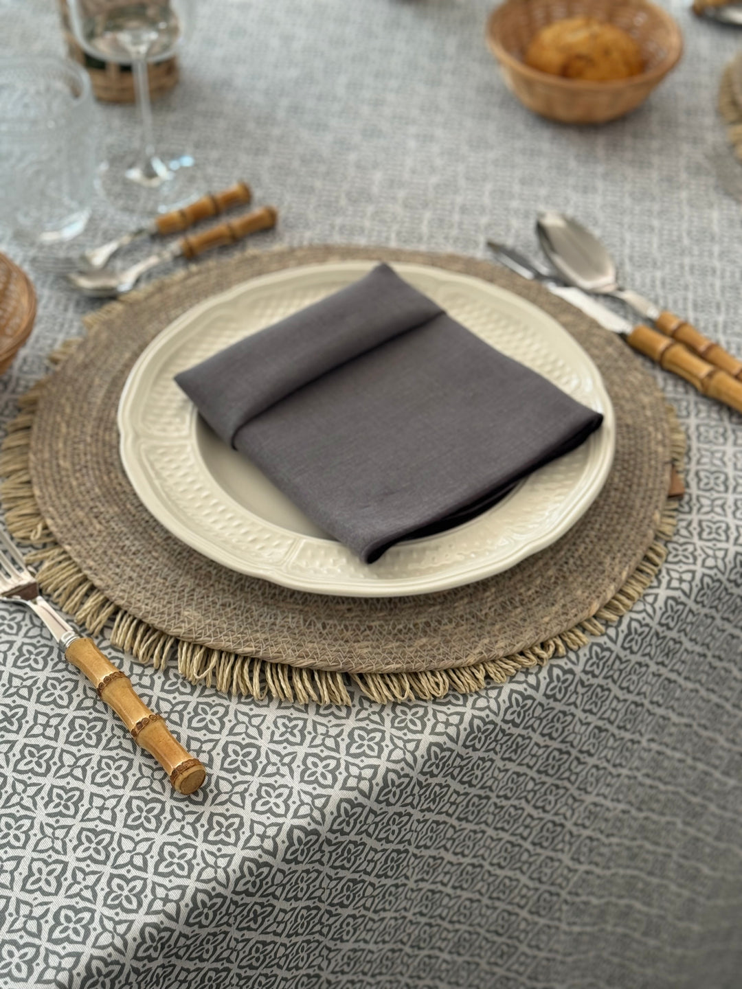 Mantel Resinado Ric Rac Gris