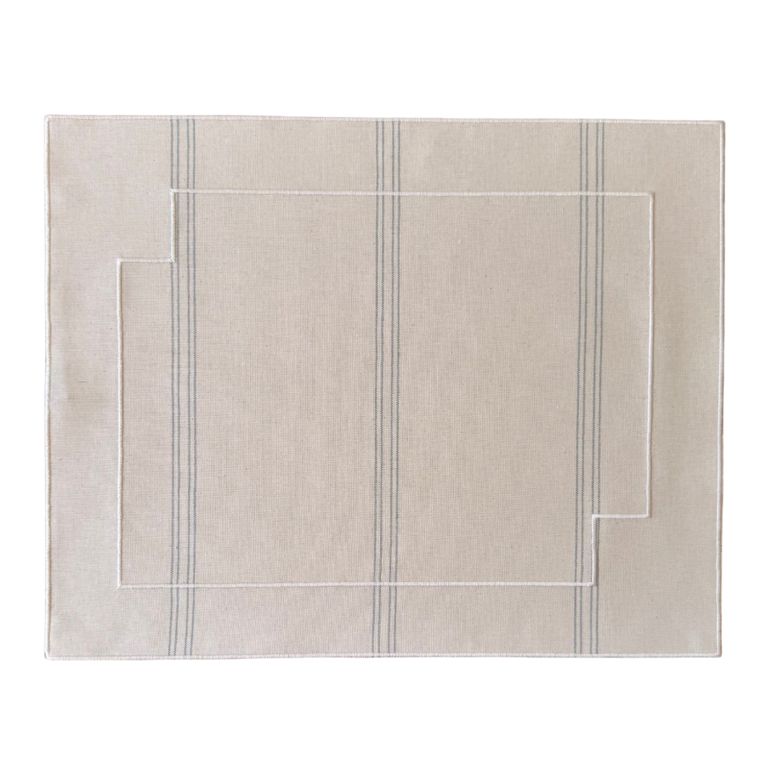 Mantel Individual Resinado Rectangular Blue Line Set/2
