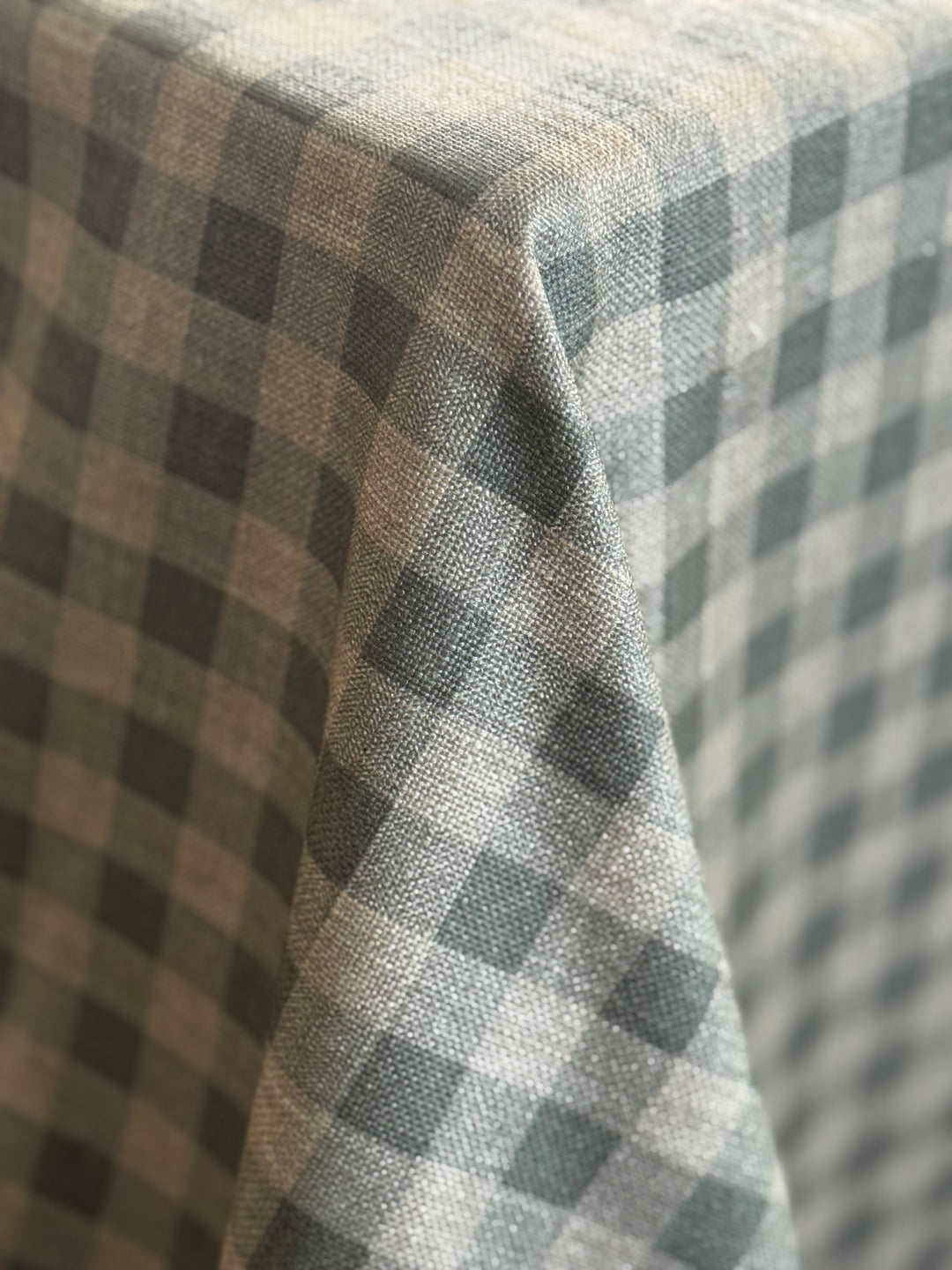 Mantel Resinado Vichy Verde Eucalipto/Lino