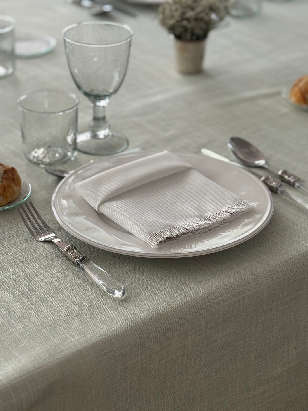 Mantel Resinado Lino Verde Agua