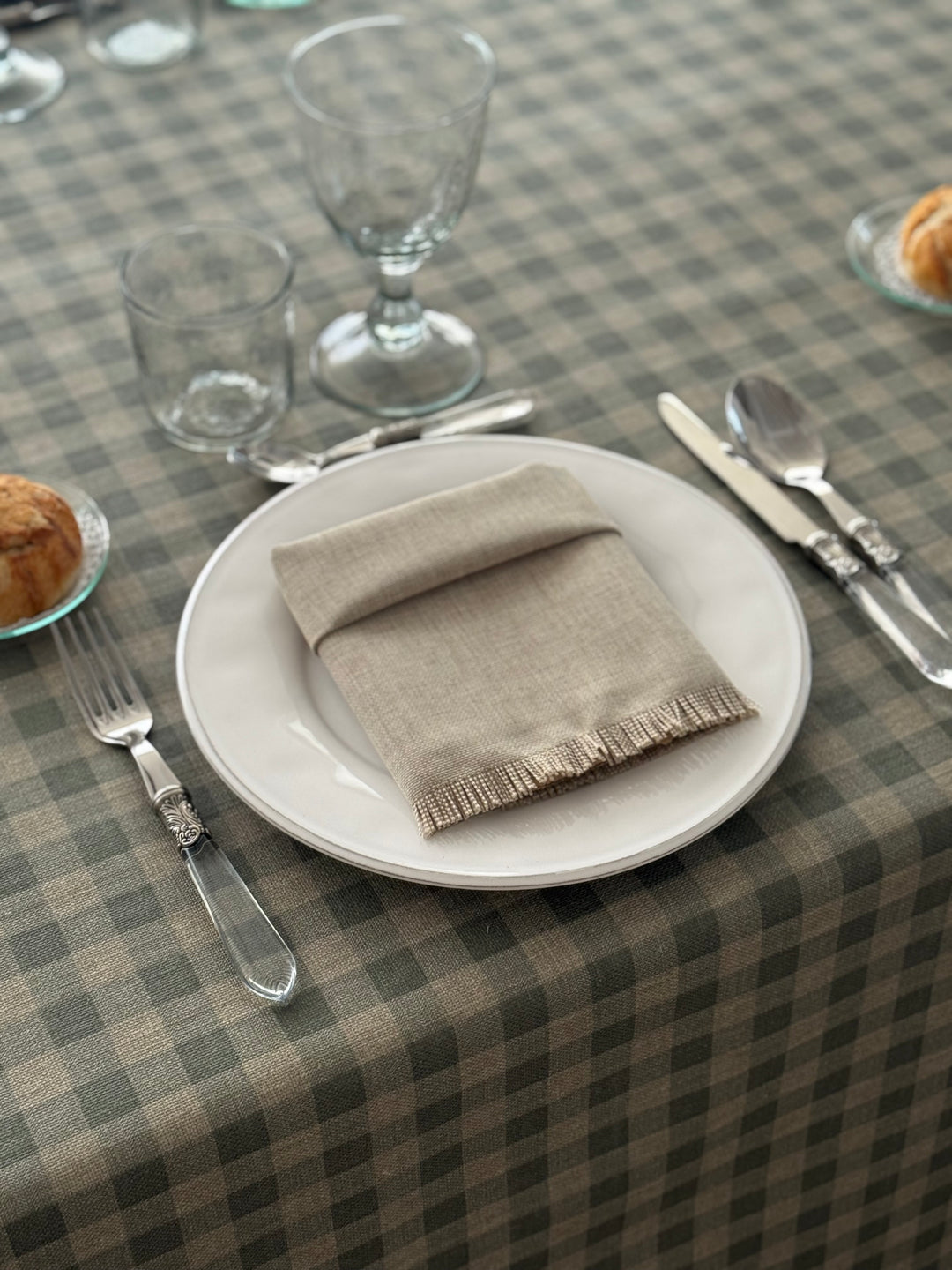 Mantel Resinado Vichy Verde Eucalipto/Lino