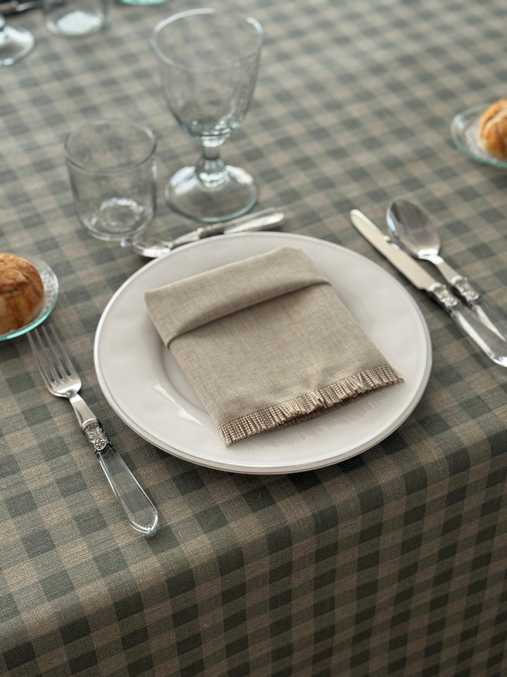 Mantel Resinado Vichy Verde Eucalipto/Lino