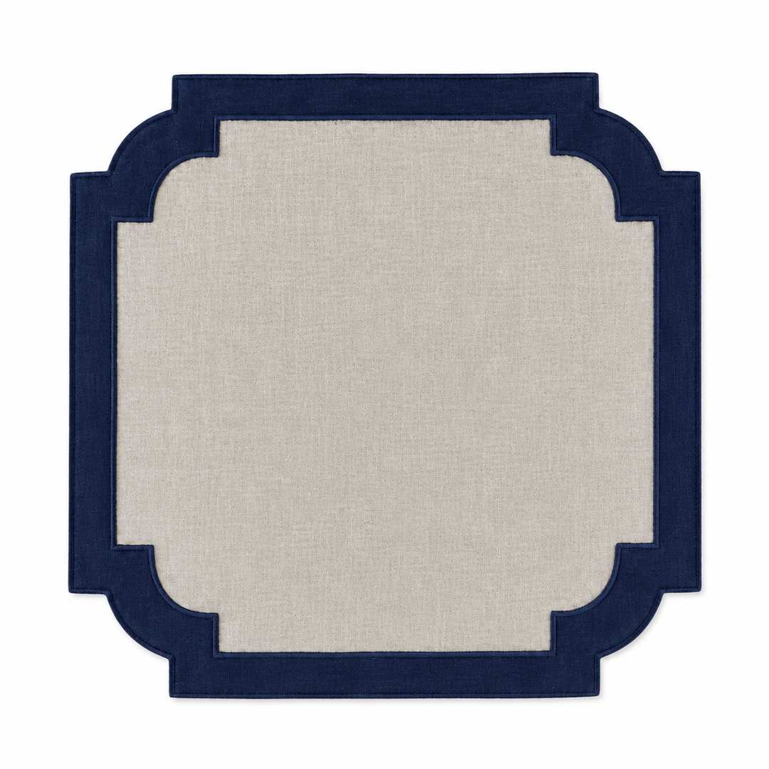 Individual de Lino con Festón Navy Set/2