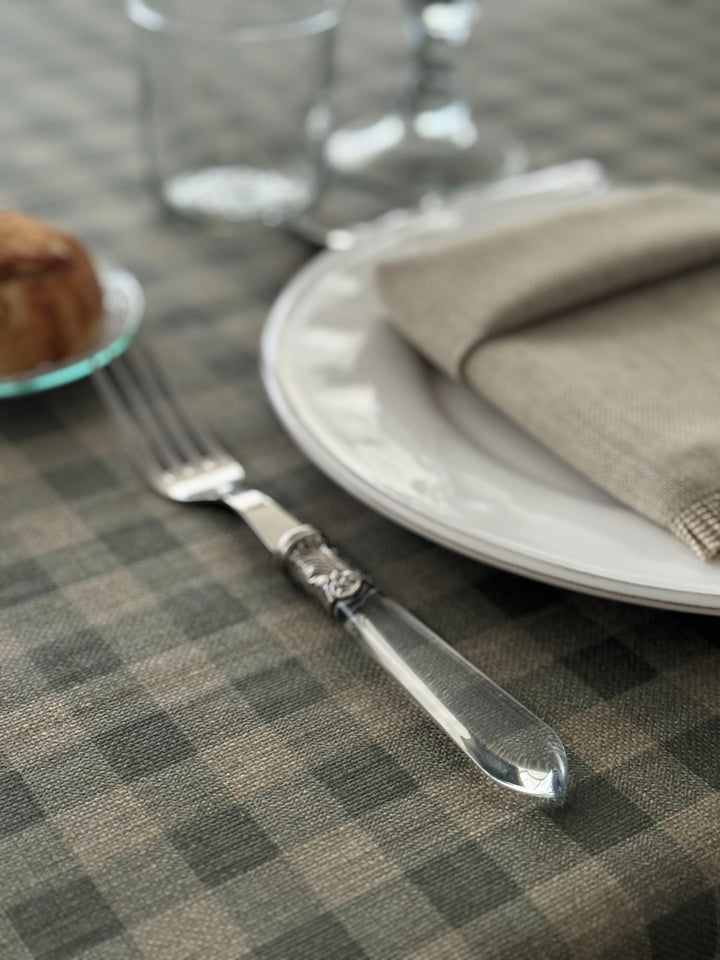 Mantel Resinado Vichy Verde Eucalipto/Lino