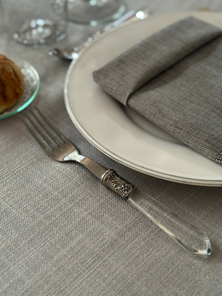 Mantel Resinado Lino Gris Claro