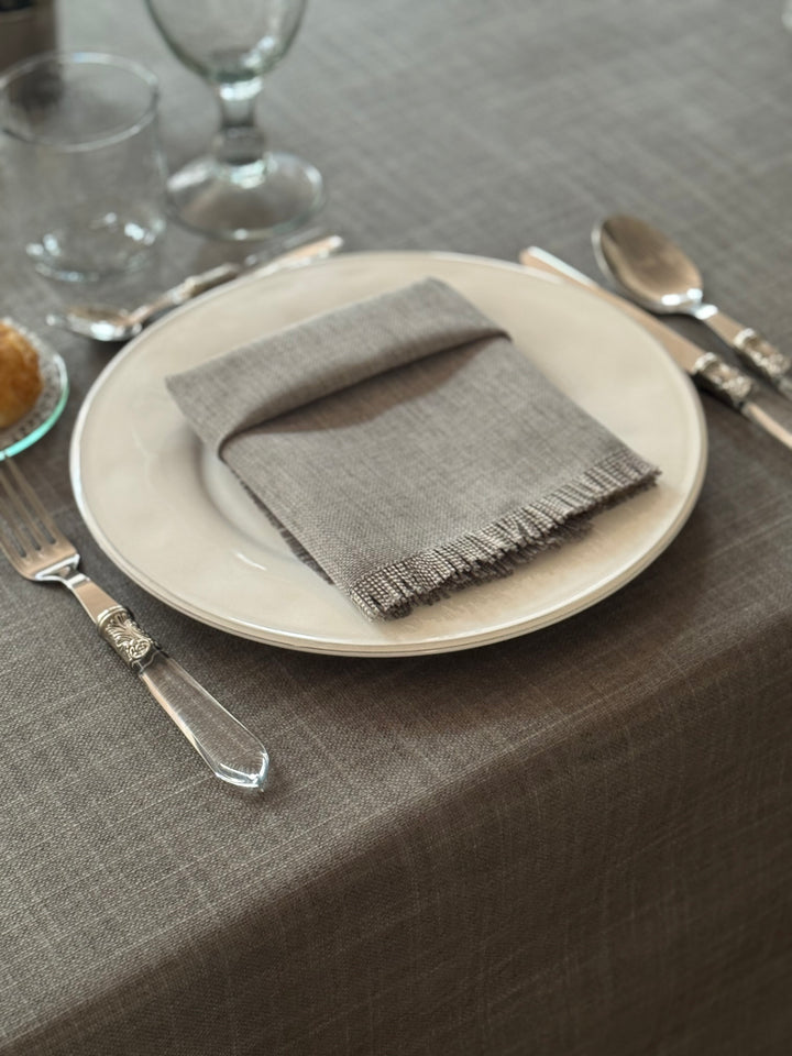 Mantel Resinado Lino Piedra Oscuro