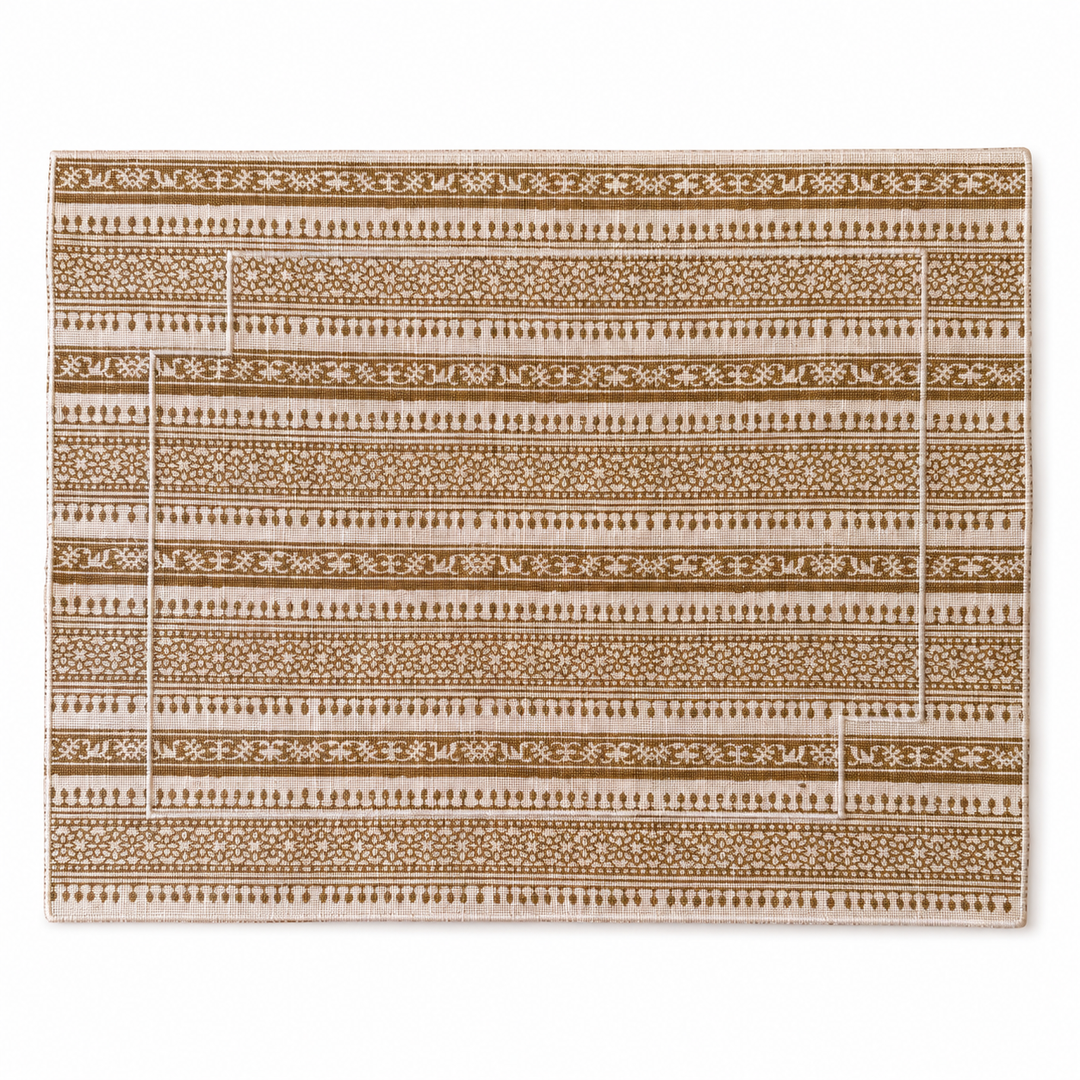 Mantel Individual Resinado Rectangular Normandie Gold Set/2