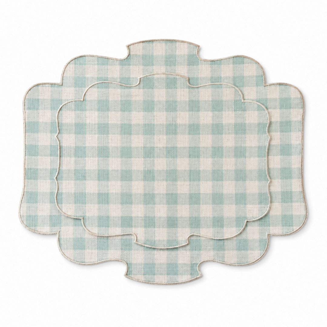 Mantel Individual Ovalado Vichy Acqua Set/2