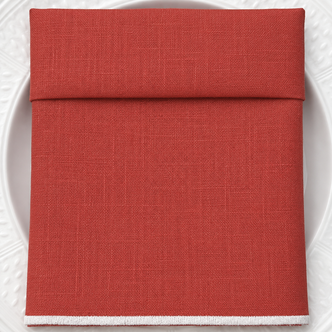 Servilleta de Lino Orange con Festón Ivory