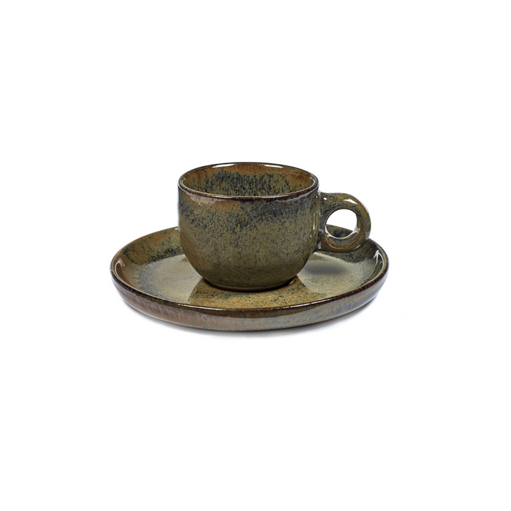 Taza Café con Plato Indi Gris Set/4