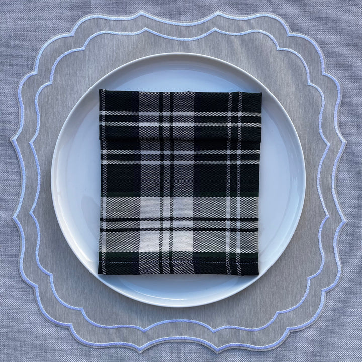 Servilleta de Algodón Estampado Escocés Verde y Azul