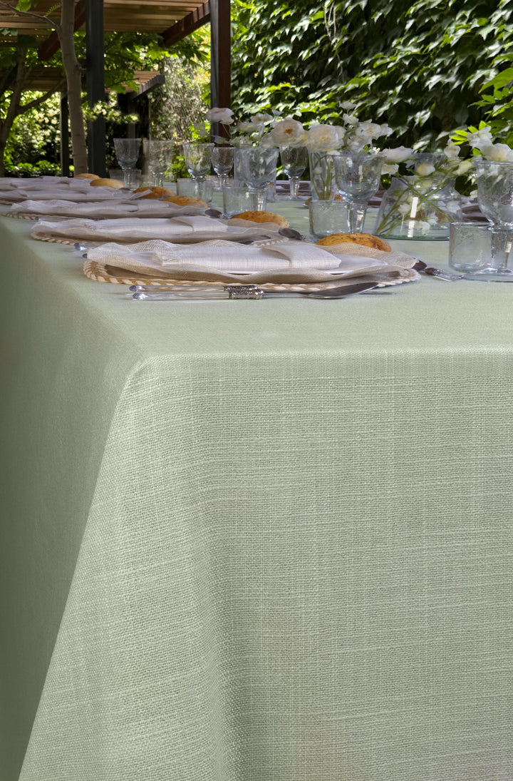 Mantel Resinado Lino Verde Menta