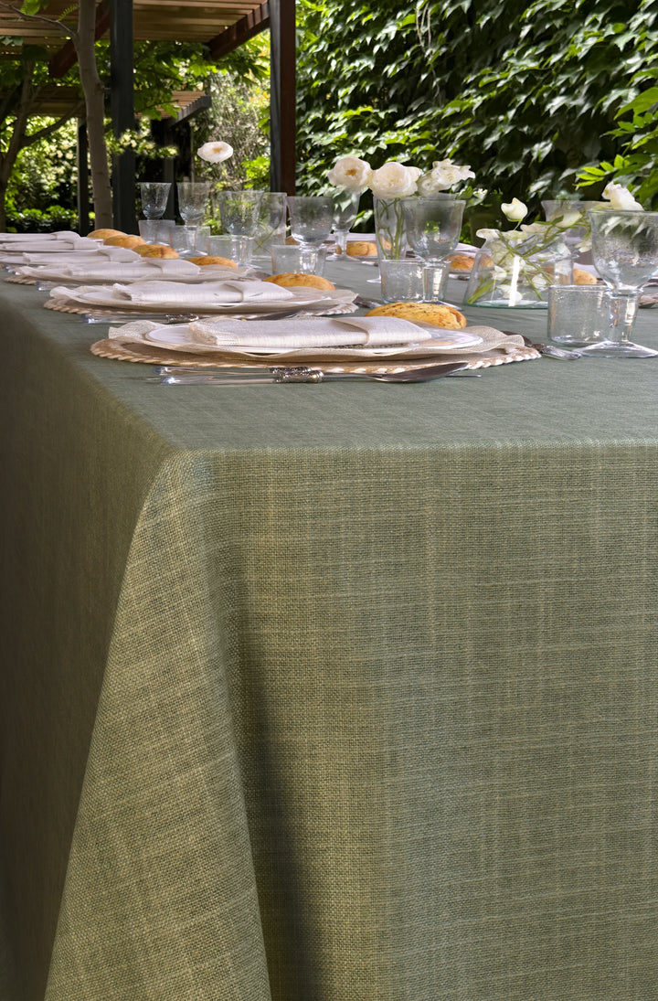 Mantel Resinado Lino Verde Eucalipto