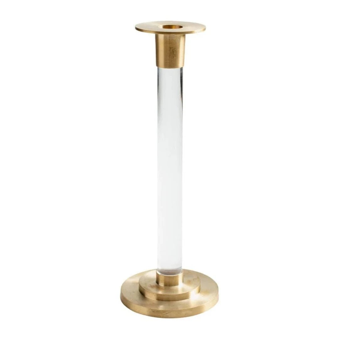 Candelabro de Latón y Resina Transparente Grande - La Compañía Francesa