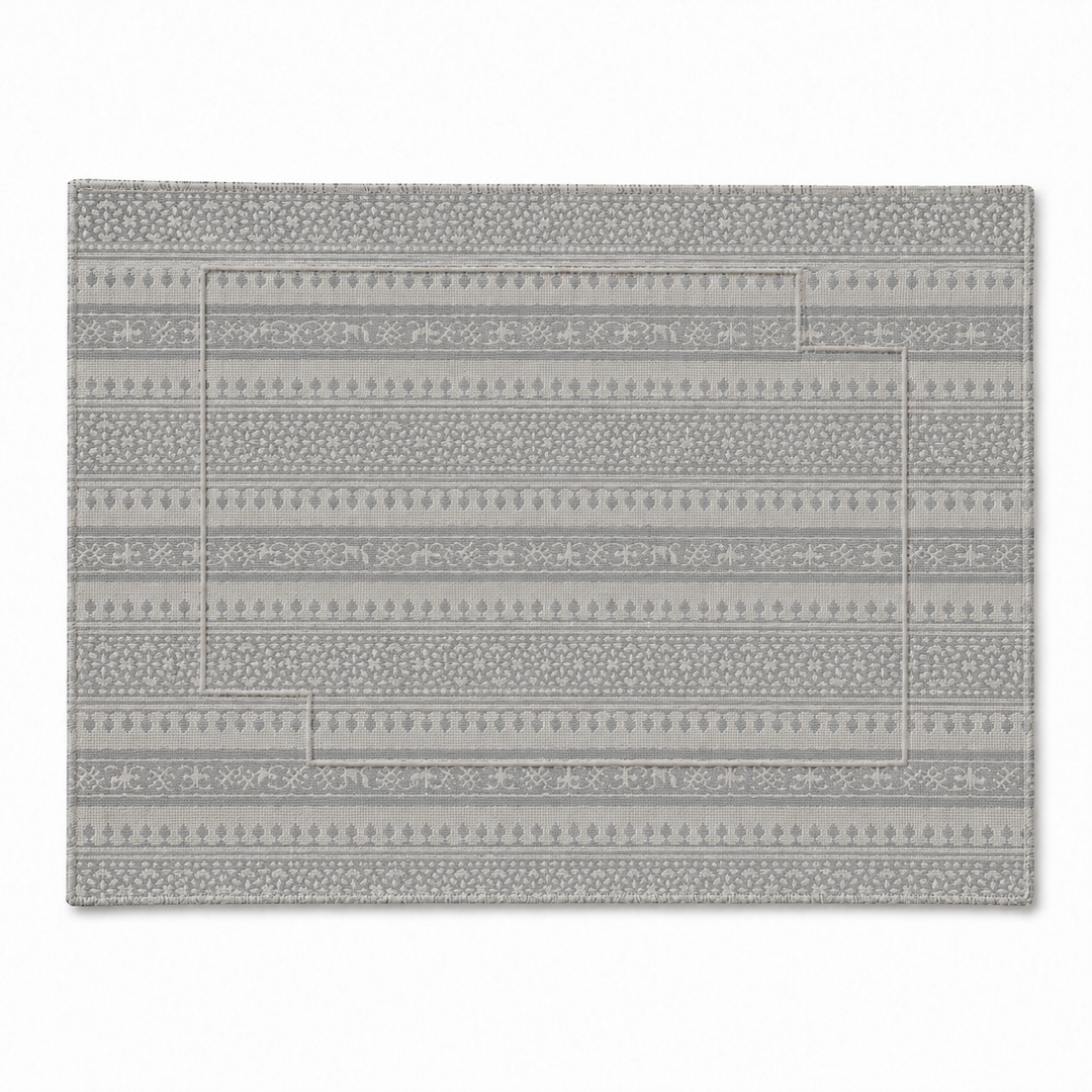 Mantel Individual Resinado Rectangular Normandie Light Grey Set/2