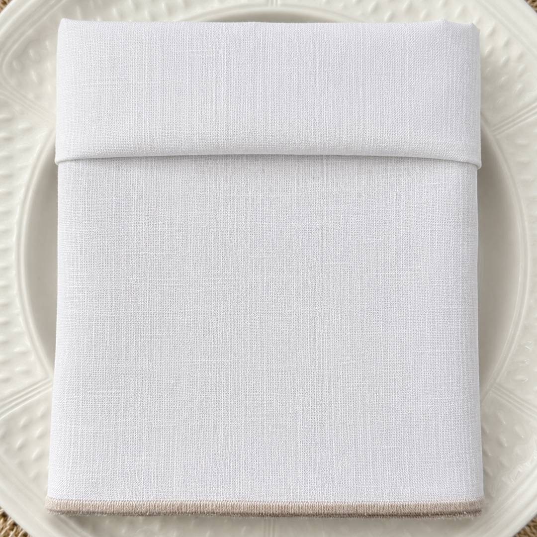 Servilleta de Lino Ivory con Festón Beige