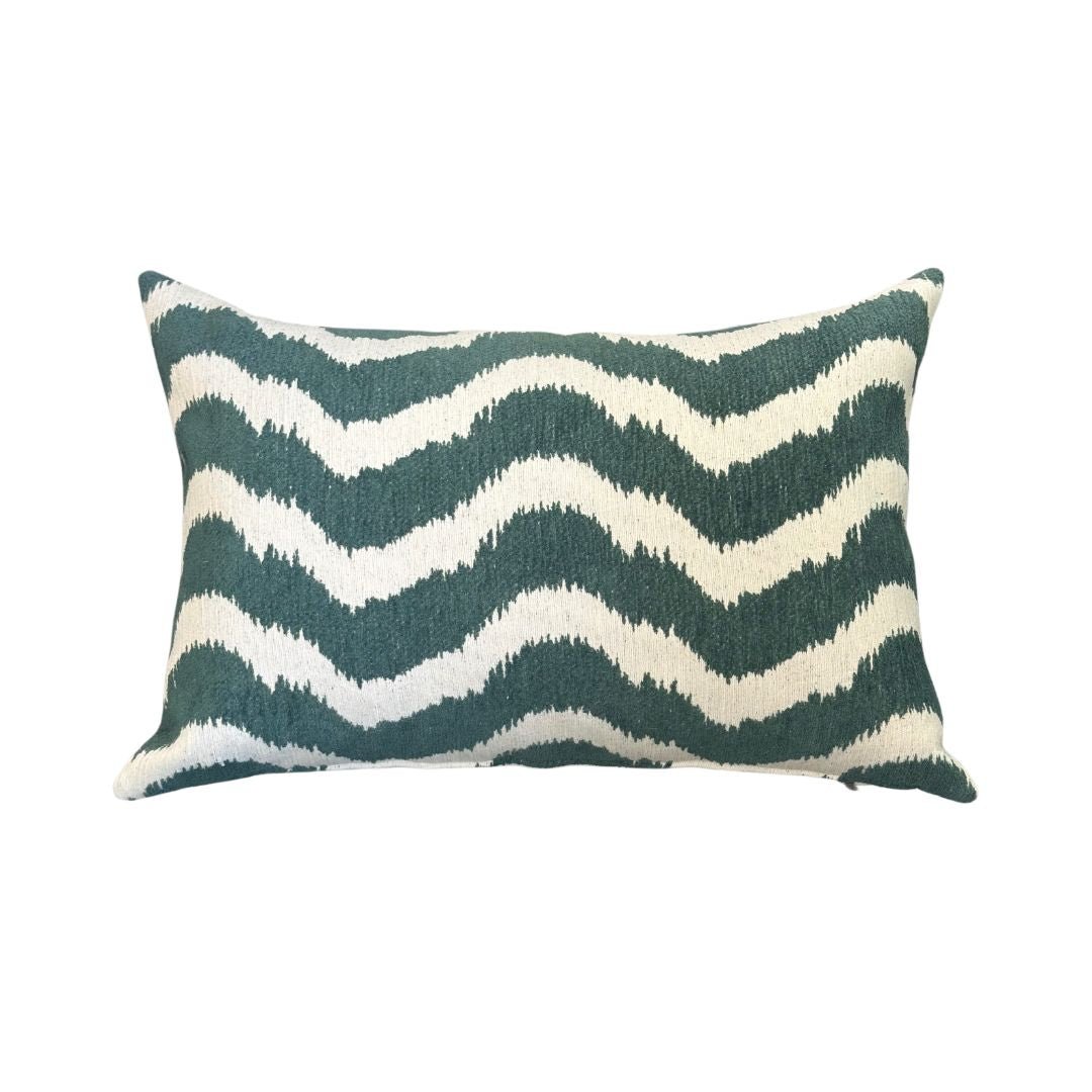 Funda de Cojín Verde Zig Zag - La Compañía Francesa