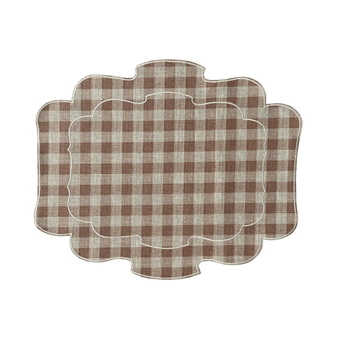 Mantel Individual Ovalado Vichy Teja/Lino Set/2 - La Compañía Francesa