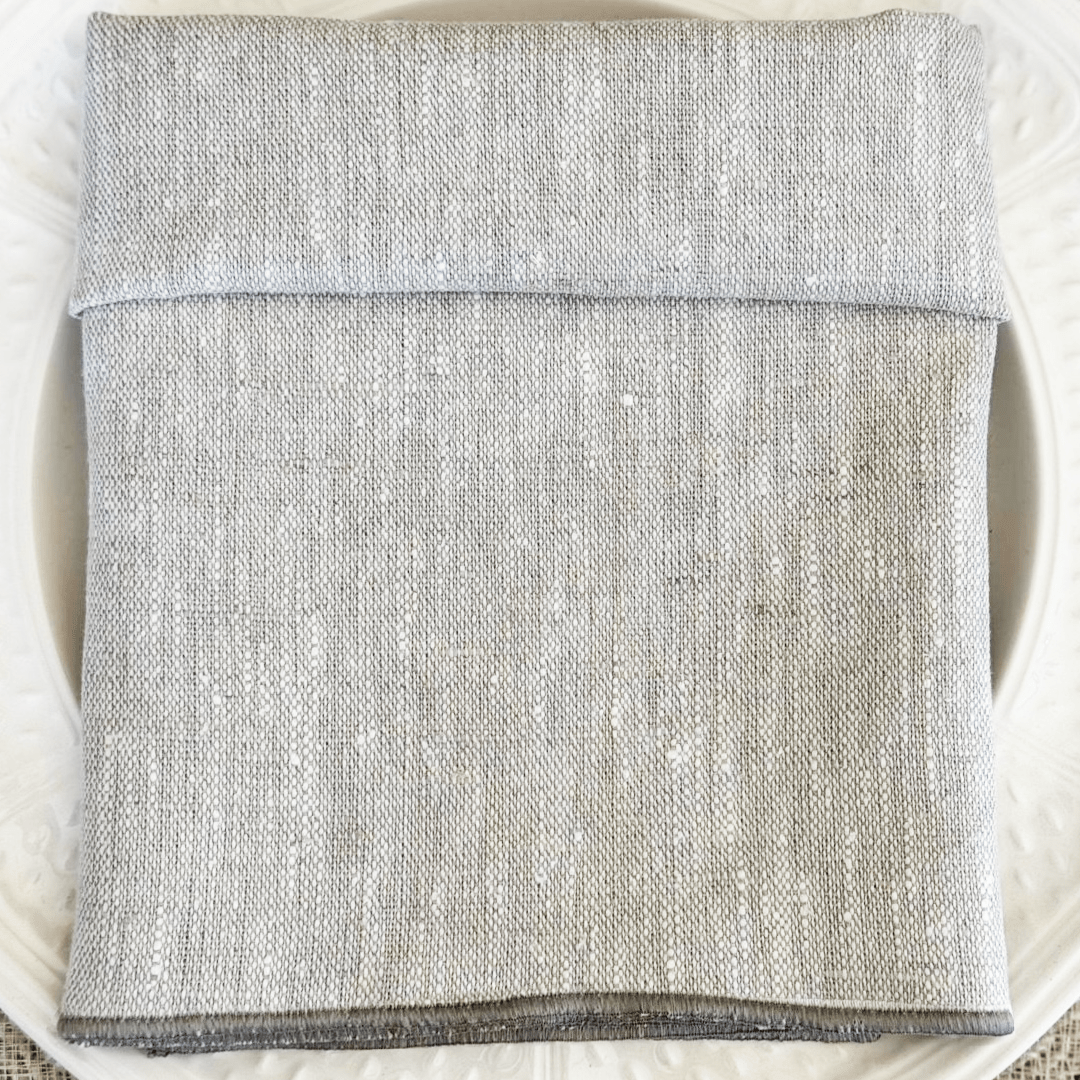 Servilleta de Lino Color Lino con Festón Piedra Oscuro - La Compañía Francesa