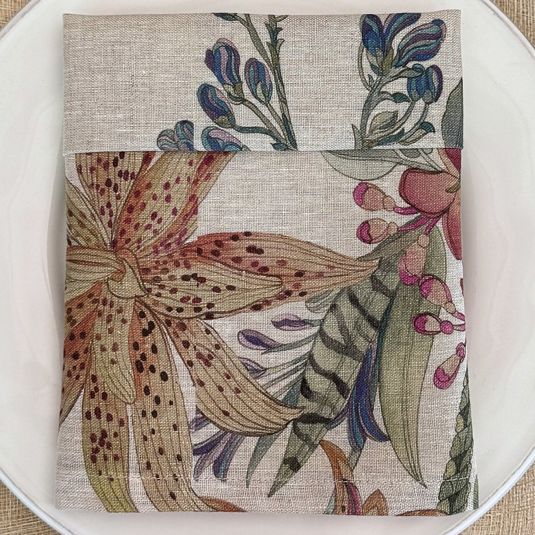 Servilleta de Lino Estampada Lago Como - La Compañía Francesa