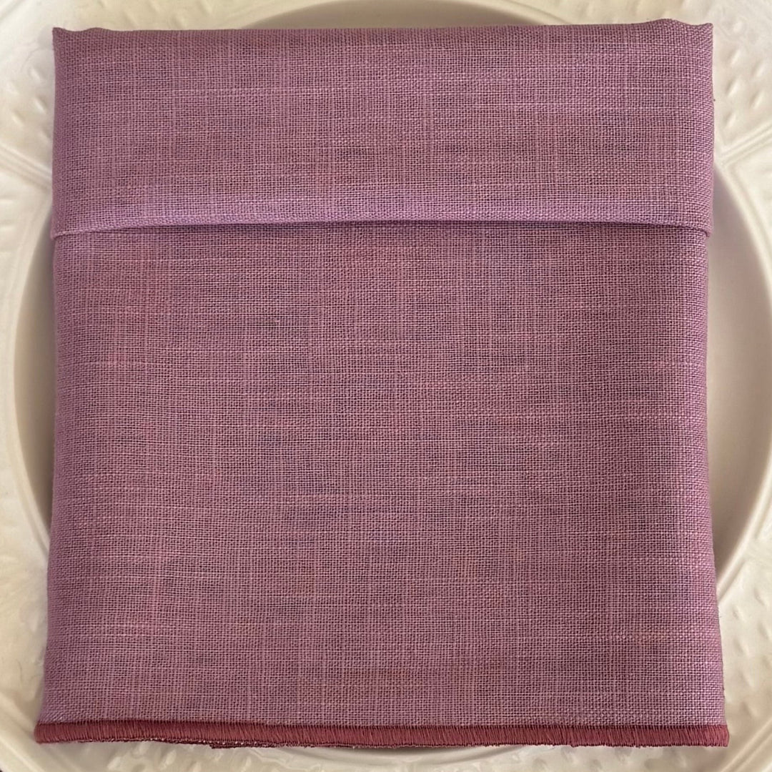 Servilleta de Lino Rosa con Festón - La Compañía Francesa