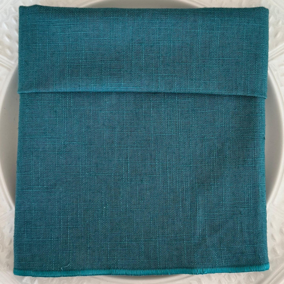 Servilleta de Lino Turquesa con Festón - La Compañía Francesa