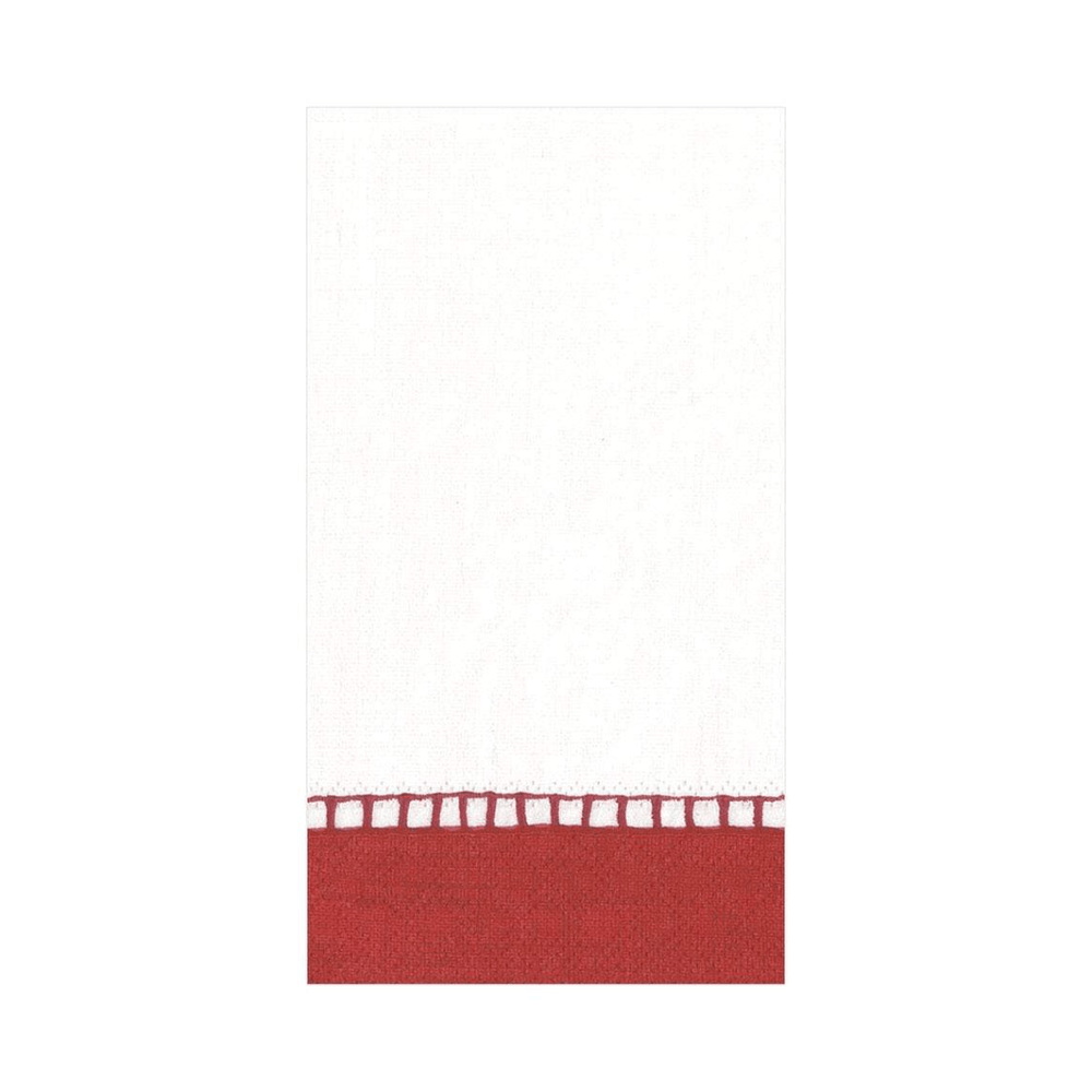 Servilletas Papel Buffet Blancas Borde Lino Rojo - La Compañía Francesa