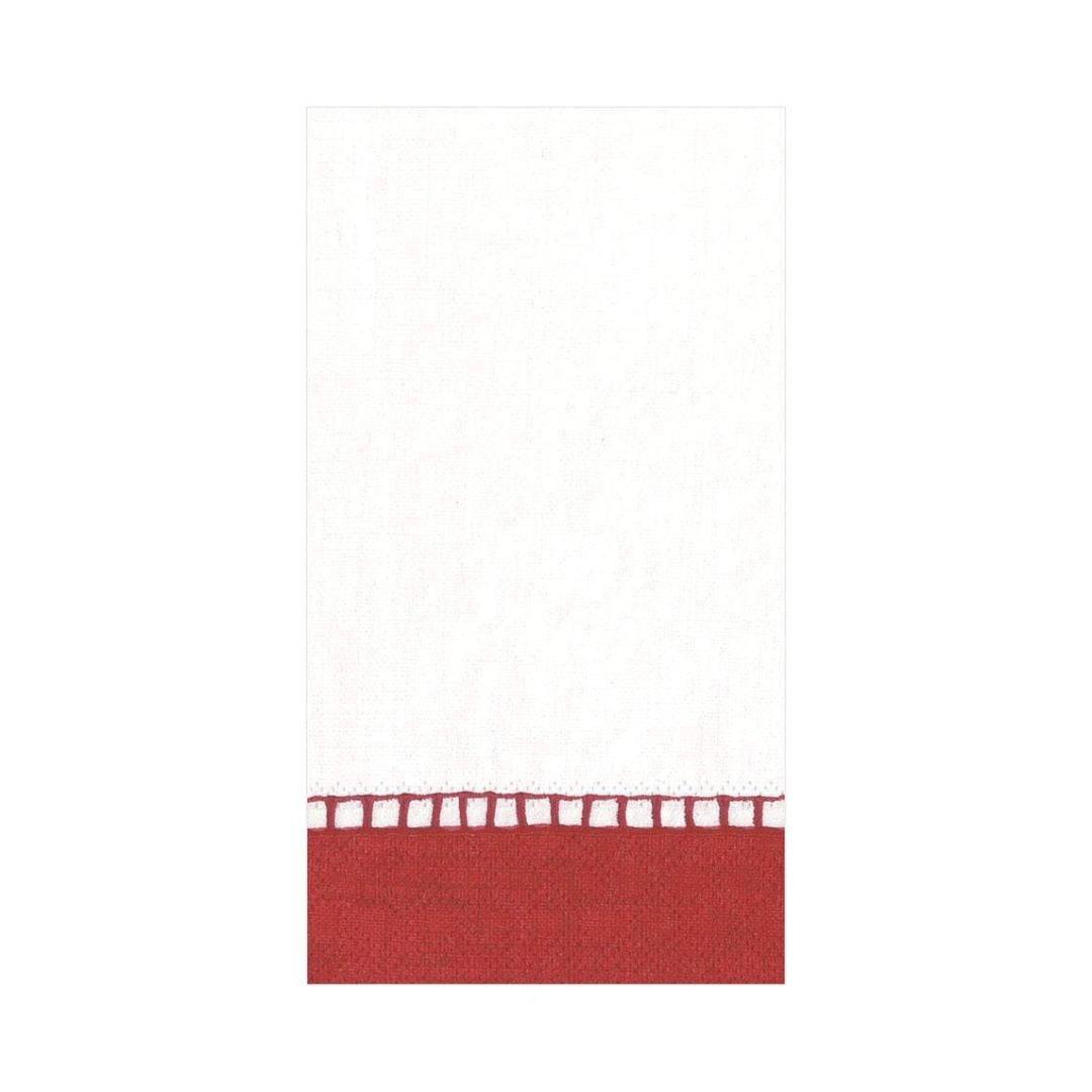 Servilletas Papel Buffet Blancas Borde Lino Rojo - La Compañía Francesa