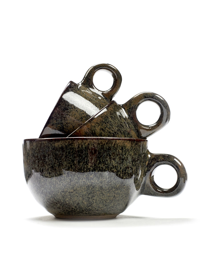 Taza Café con Plato Indi Gris Set/4